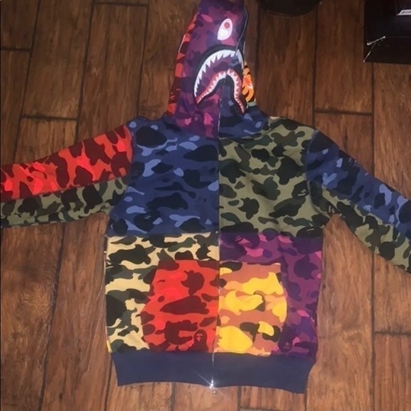 bape mix camo shark tee